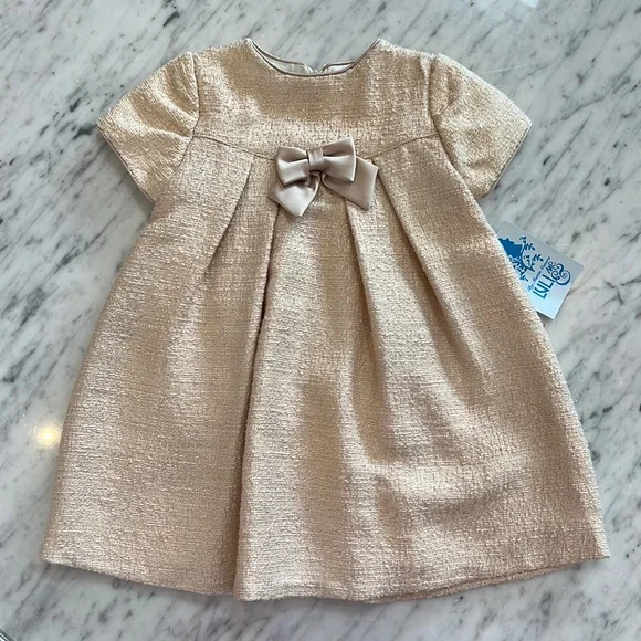 Luli & Me | Dresses | New Luli Me Girls Shimmer Blush Gold Metallic Party  Holiday Dress | Poshmark